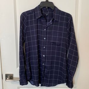 Ann Taylor Long Sleeve Windowpane Button Down Shirt